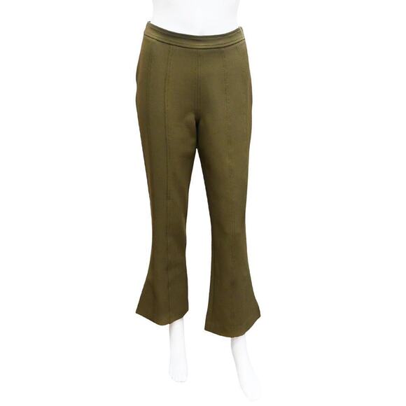 CINQ A SEPT Olive Green Tinsley Side Slit Pant Size 4 Cropped Flare